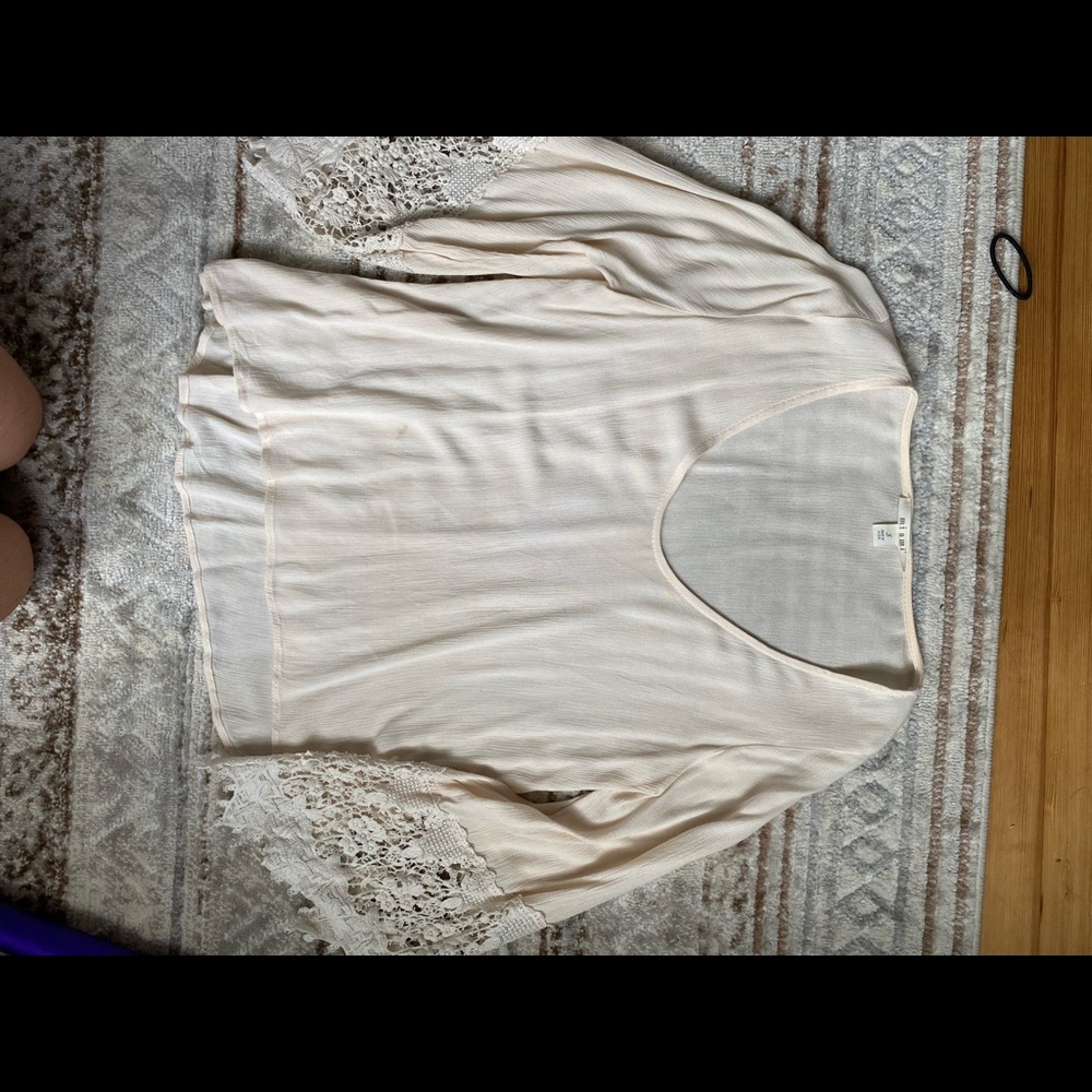 Tan lace sleeve blouse